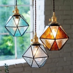Geometrische gekleurde glazen boerderij hanglamp