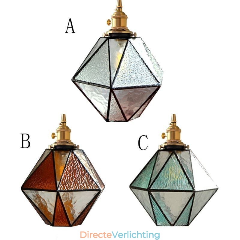Geometrische gekleurde glazen boerderij hanglamp