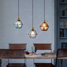 Geometrische gekleurde glazen boerderij hanglamp