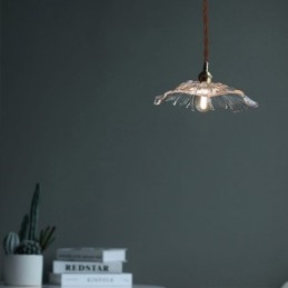 Lotusblad geribbelde heldere glazen hanglamp Homestay-lamp