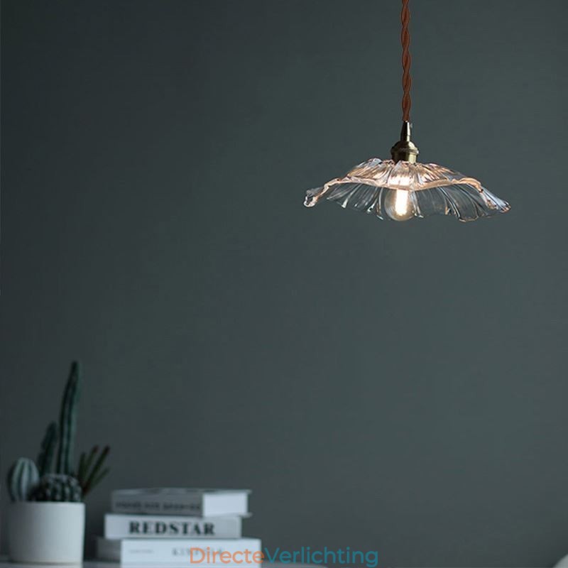 Lotusblad geribbelde heldere glazen hanglamp Homestay-lamp