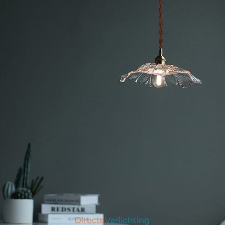 Lotusblad geribbelde heldere glazen hanglamp Homestay-lamp Lotusblad geribbelde heldere glazen hanglamp Homestay-lamp