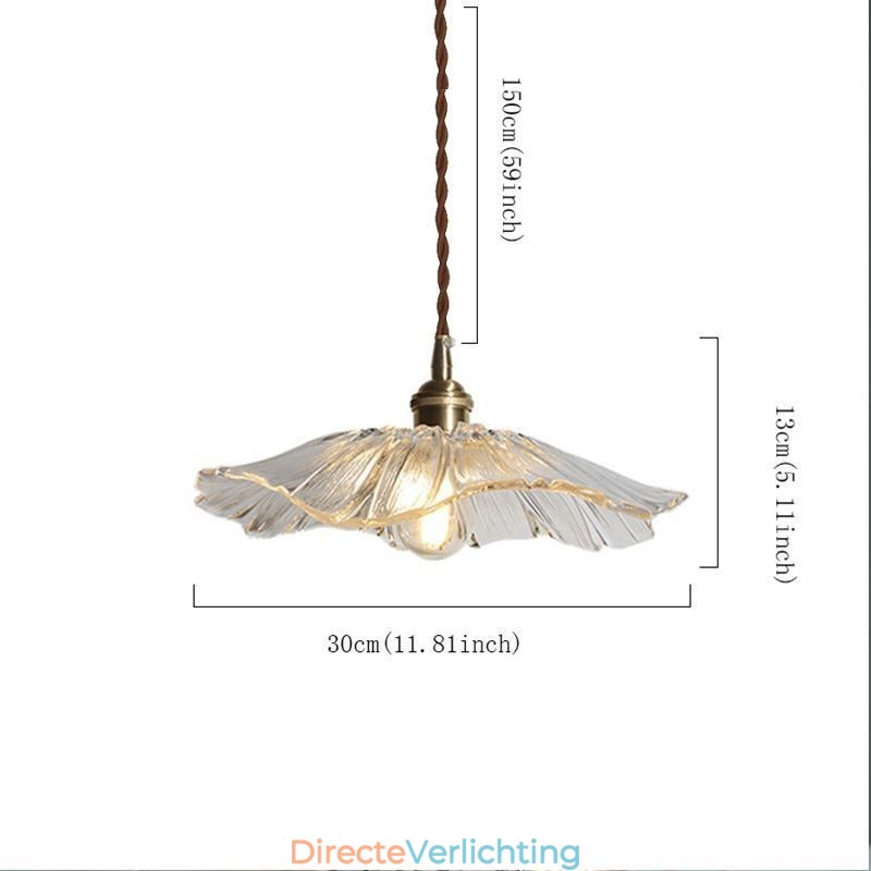 Lotusblad geribbelde heldere glazen hanglamp Homestay-lamp