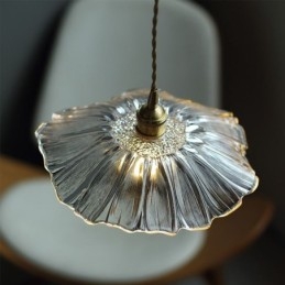 Lotusblad geribbelde heldere glazen hanglamp Homestay-lamp