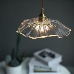 Lotusblad geribbelde heldere glazen hanglamp Homestay-lamp
