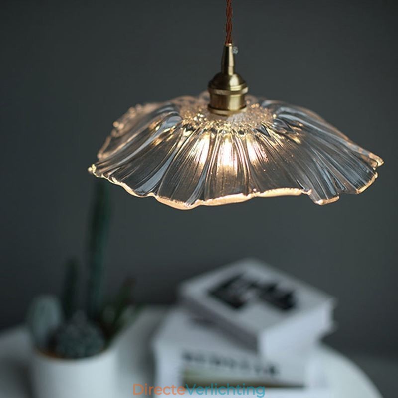 Lotusblad geribbelde heldere glazen hanglamp Homestay-lamp