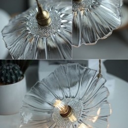 Lotusblad geribbelde heldere glazen hanglamp Homestay-lamp
