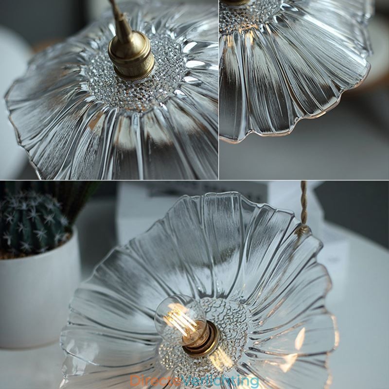 Lotusblad geribbelde heldere glazen hanglamp Homestay-lamp