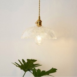 Grote, heldere, geribbelde glazen plafondlamp voor thuisverlichting met draaischakelaar, rustgevende, warme lamp