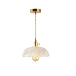 Grote, heldere, geribbelde glazen plafondlamp voor thuisverlichting met draaischakelaar, rustgevende, warme lamp
