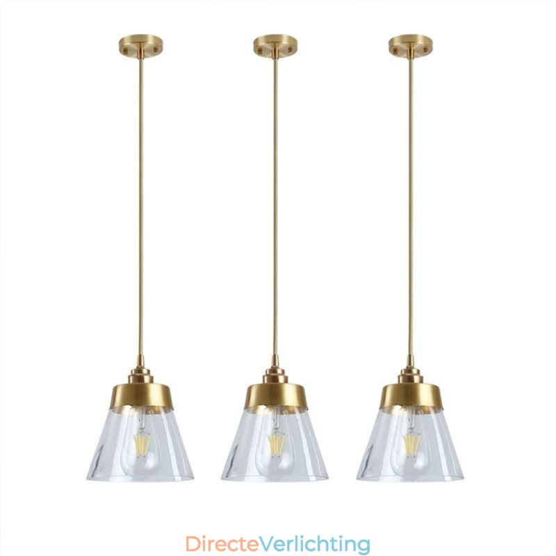 Nordic Retro Hanglamp Glazen Kap Huisverlichting Messing Houder Lamp Licht