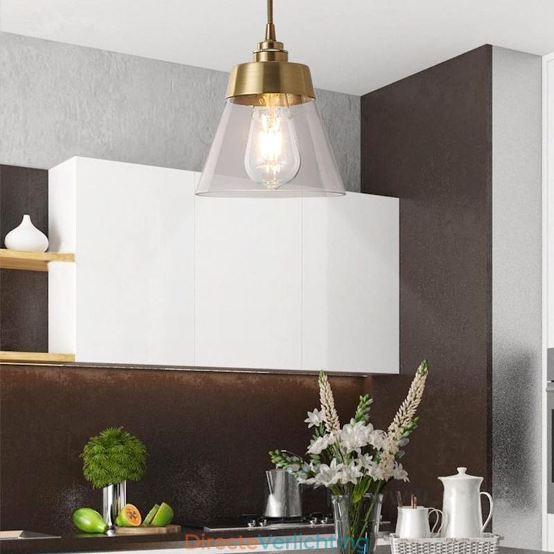 Nordic Retro Hanglamp Glazen Kap Huisverlichting Messing Houder Lamp Licht