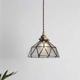 Geometrische hanglamp van gebrandschilderd glas