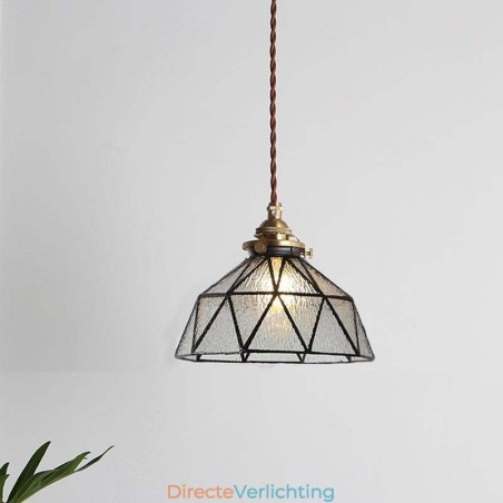 Geometrische hanglamp van gebrandschilderd glas Geometrische hanglamp van gebrandschilderd glas