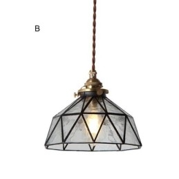 Geometrische hanglamp van gebrandschilderd glas