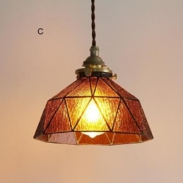 Geometrische hanglamp van gebrandschilderd glas