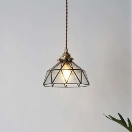 Geometrische hanglamp van gebrandschilderd glas