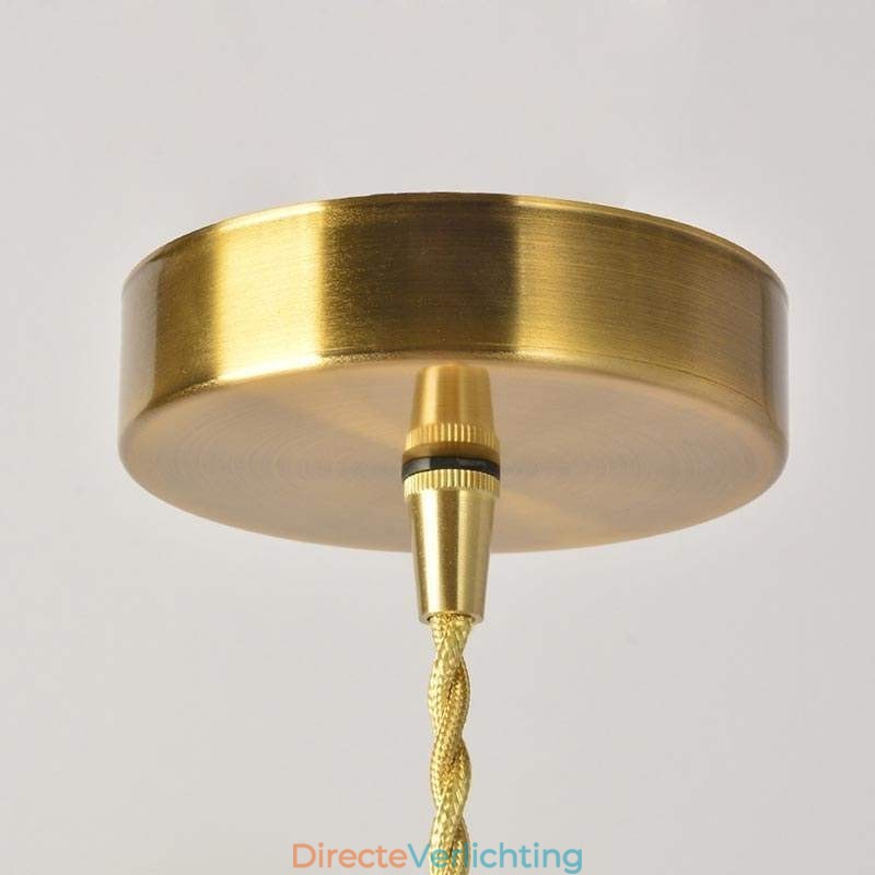 Vierkante, heldere, geribbelde glazen hanglamp van messing met draaischakelaarverlichting