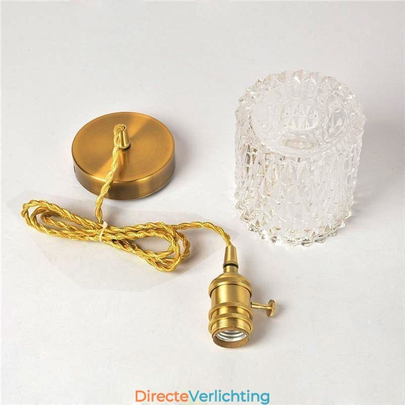 Jelly Jar Lamp Armatuur Geribbelde Glazen Hanglamp