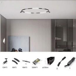 Circulair railsysteem Magnetische inbouwrailverlichtingsarmatuur 120cm