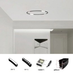 Ronde railverlichting magnetische inbouwspot decoratieve verlichting 60cm
