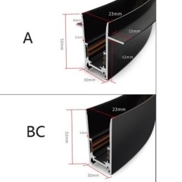 Verzonken rails voor verlichting Ronde magnetische aluminium railstrips