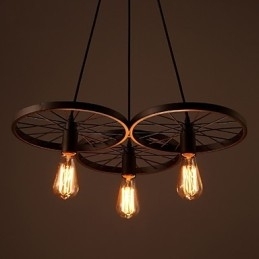 Loft Retro Hanglampen Amerikaanse landelijke smeedijzeren kroonluchter industriële stijl wielen
