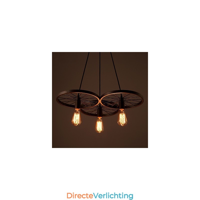 Loft Retro Hanglampen Amerikaanse landelijke smeedijzeren kroonluchter industriële stijl wielen