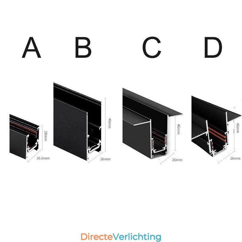 Verzonken rails voor railverlichting Magnetisch aluminium railoppervlakprofiel Ultradunne railverlichtingsstrip 100 cm