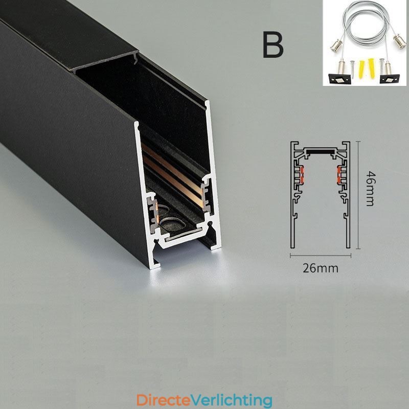 Verzonken rails voor railverlichting Magnetisch aluminium railoppervlakprofiel Ultradunne railverlichtingsstrip 100 cm
