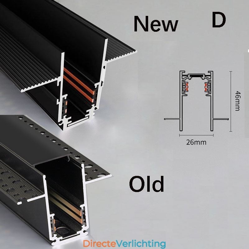 Verzonken rails voor railverlichting Magnetisch aluminium railoppervlakprofiel Ultradunne railverlichtingsstrip 100 cm