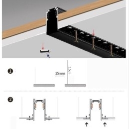 Verzonken rails voor railverlichting Magnetisch aluminium railoppervlakprofiel Ultradunne railverlichtingsstrip 100 cm