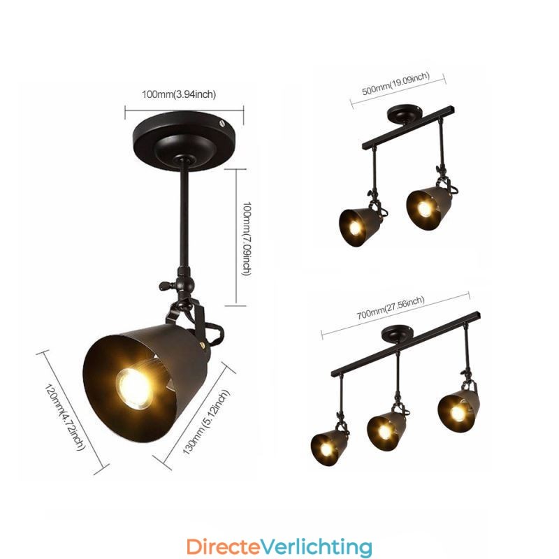 Rustieke ijzeren spotlamp, landelijke vintage plafondlamp