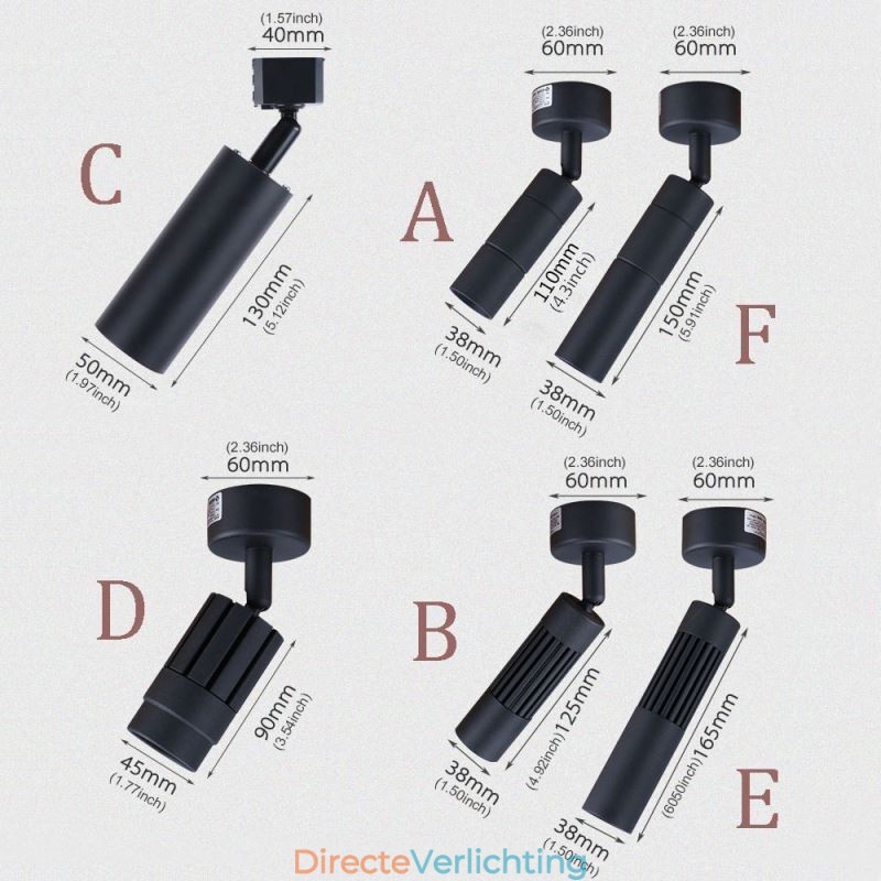 Draaibare COB-spot Zwarte plafondspot (enkele lamp)