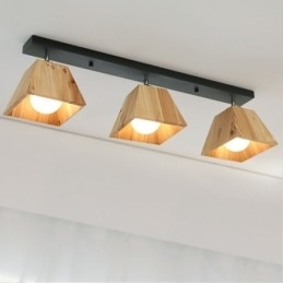 Nordic Houten Spotlight Vier Prisma Draaibare Plafondspot