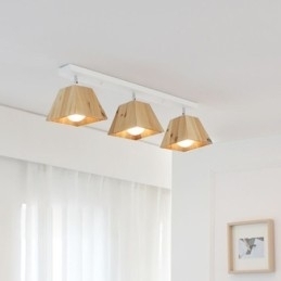Nordic Houten Spotlight Vier Prisma Draaibare Plafondspot