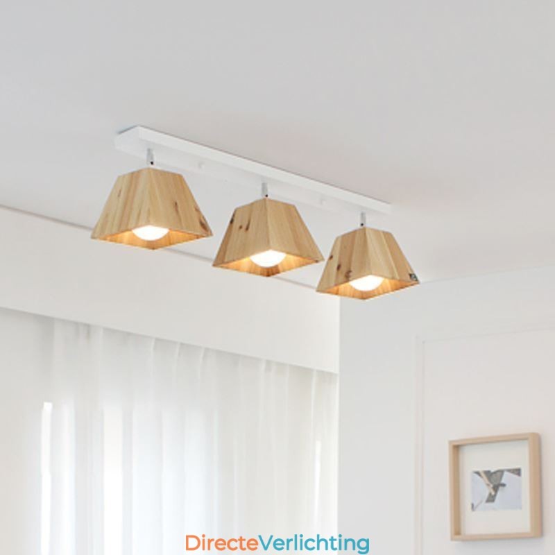 Nordic Houten Spotlight Vier Prisma Draaibare Plafondspot