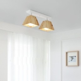 Nordic Houten Spotlight Vier Prisma Draaibare Plafondspot