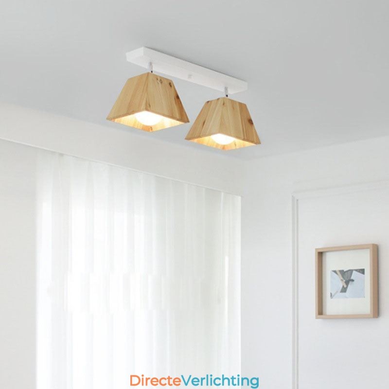 Nordic Houten Spotlight Vier Prisma Draaibare Plafondspot