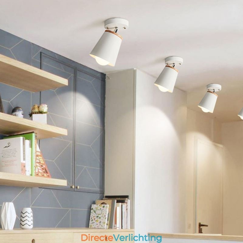 Nordic Iron Spotlight Houten Eenvoudige Plafondlamp (Enkele Lamp)