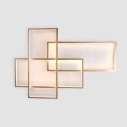 Goudkleurige moderne, eigentijdse aluminium plafondlamp met dimmer voor woonkamer/slaapkamer (kan ook als wandlamp worden gebruikt)