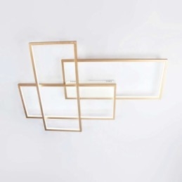 Goudkleurige moderne, eigentijdse aluminium plafondlamp met dimmer voor woonkamer/slaapkamer (kan ook als wandlamp worden gebruikt)