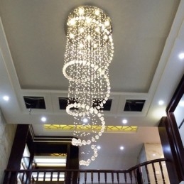 Spiraalvormige moderne K9 kristal plafond hanglamp binnen kroonluchter verlichtingsarmaturen voor trappen hoog plafond