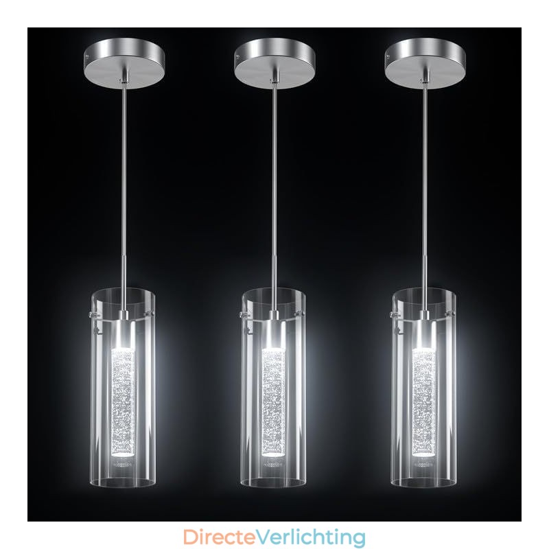 3-lichts artistieke hanglamp met glazen kappen G4-lampvoet