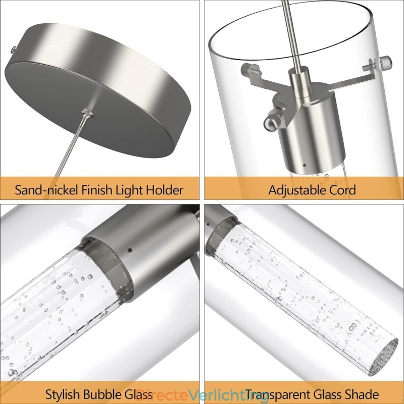 3-lichts artistieke hanglamp met glazen kappen G4-lampvoet