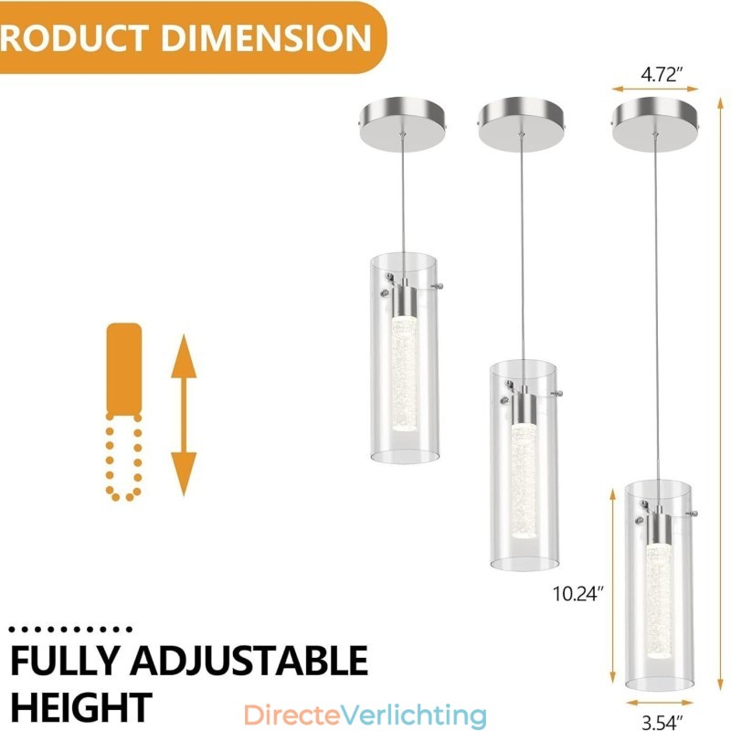 3-lichts artistieke hanglamp met glazen kappen G4-lampvoet