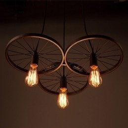 Loft Retro Hanglampen Amerikaanse landelijke smeedijzeren kroonluchter industriële stijl wielen