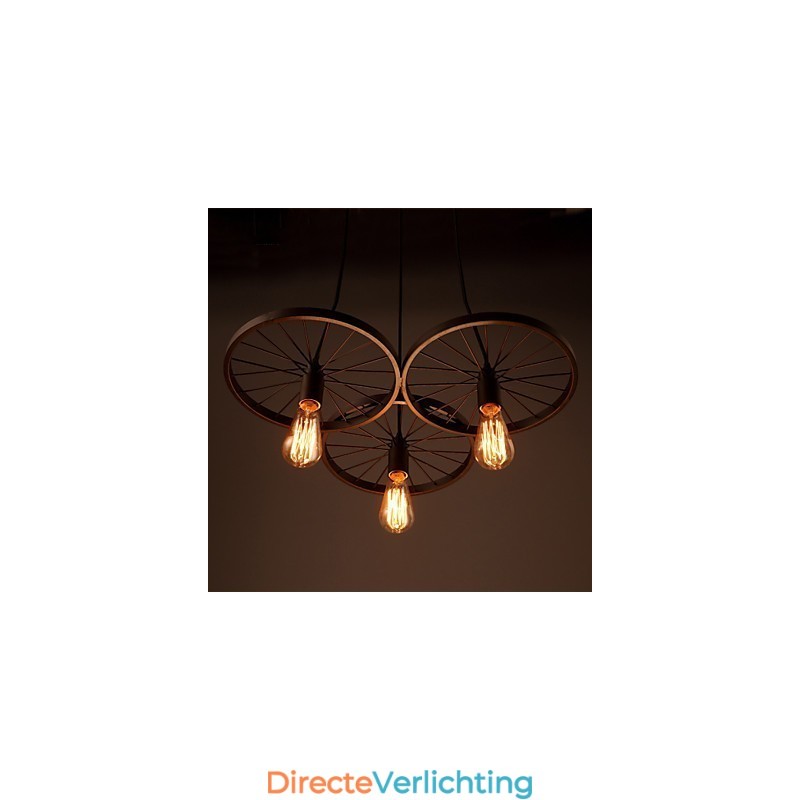 Loft Retro Hanglampen Amerikaanse landelijke smeedijzeren kroonluchter industriële stijl wielen