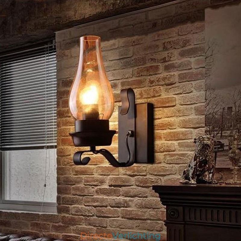 Retro Rustieke Scandinavische Glazen Wandlamp Slaapkamer Nachtkastje Wandlamp Vintage Industriële Wandlamp Armaturen