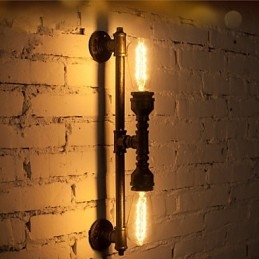 Wroguht ijzeren waterpijp wandlamp vintage gangpadverlichting loft ijzeren wandlamp Edison gloeilamp FJ DB2 046A0